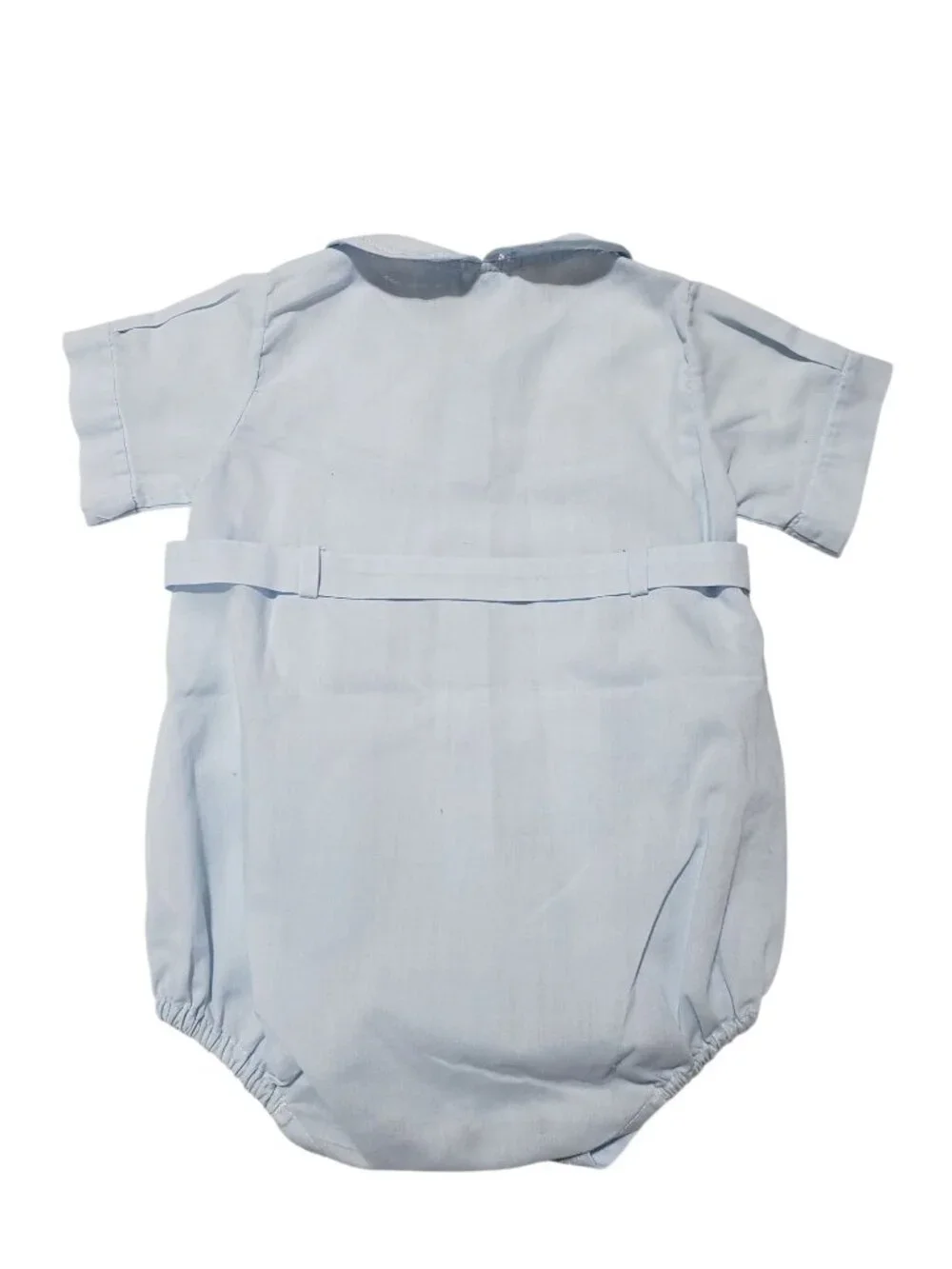 Vintage Feltman Brothers Light Blue Embroidered Ducks Christening Outfit Romper